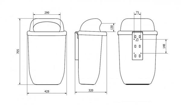 PAPELERA PARED EXTERIOR VERDE 50L